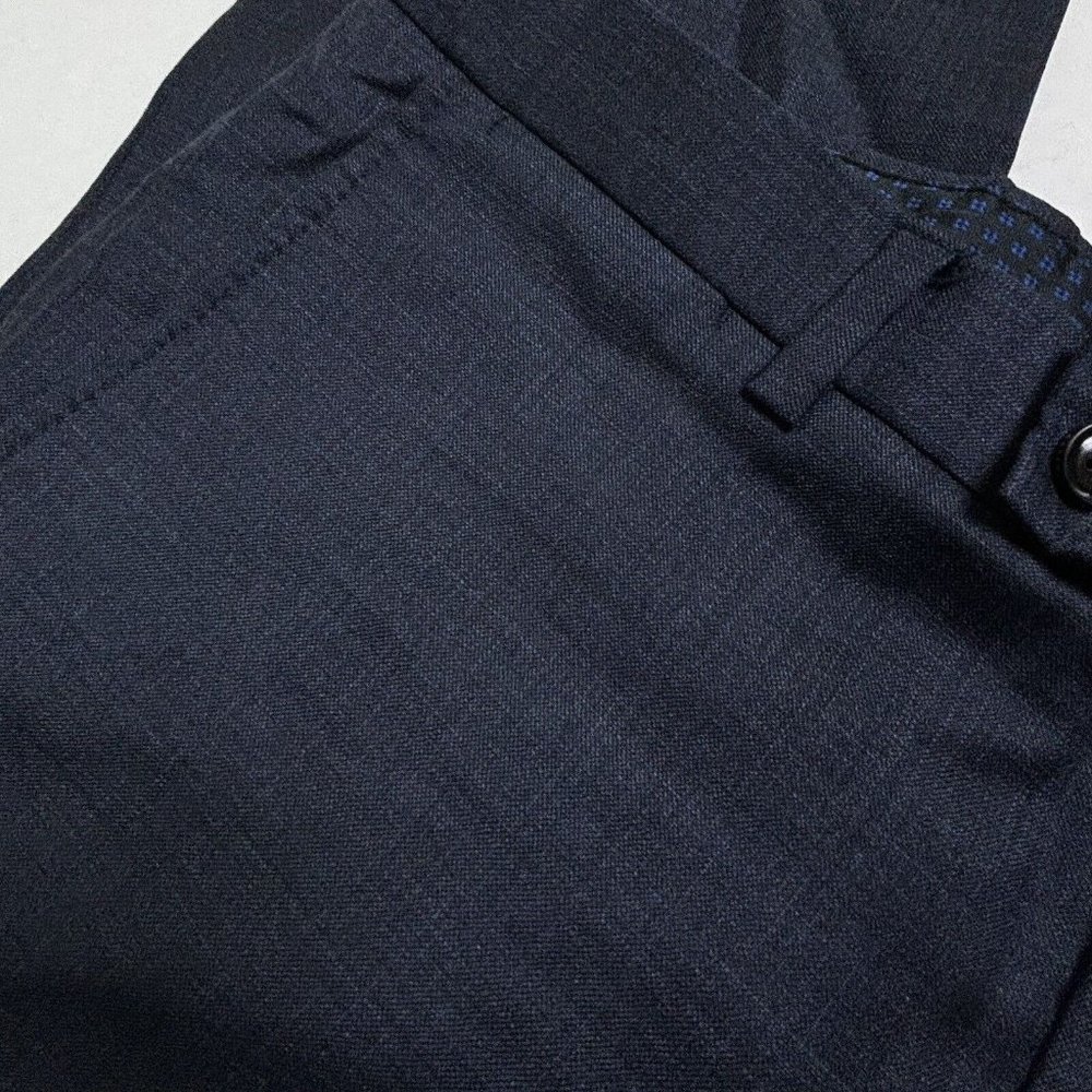 Ted Baker Dress Pants Mens 35R Navy Blue Jefferson 100% Wool Straight Flat Front - Picture 8 of 9
